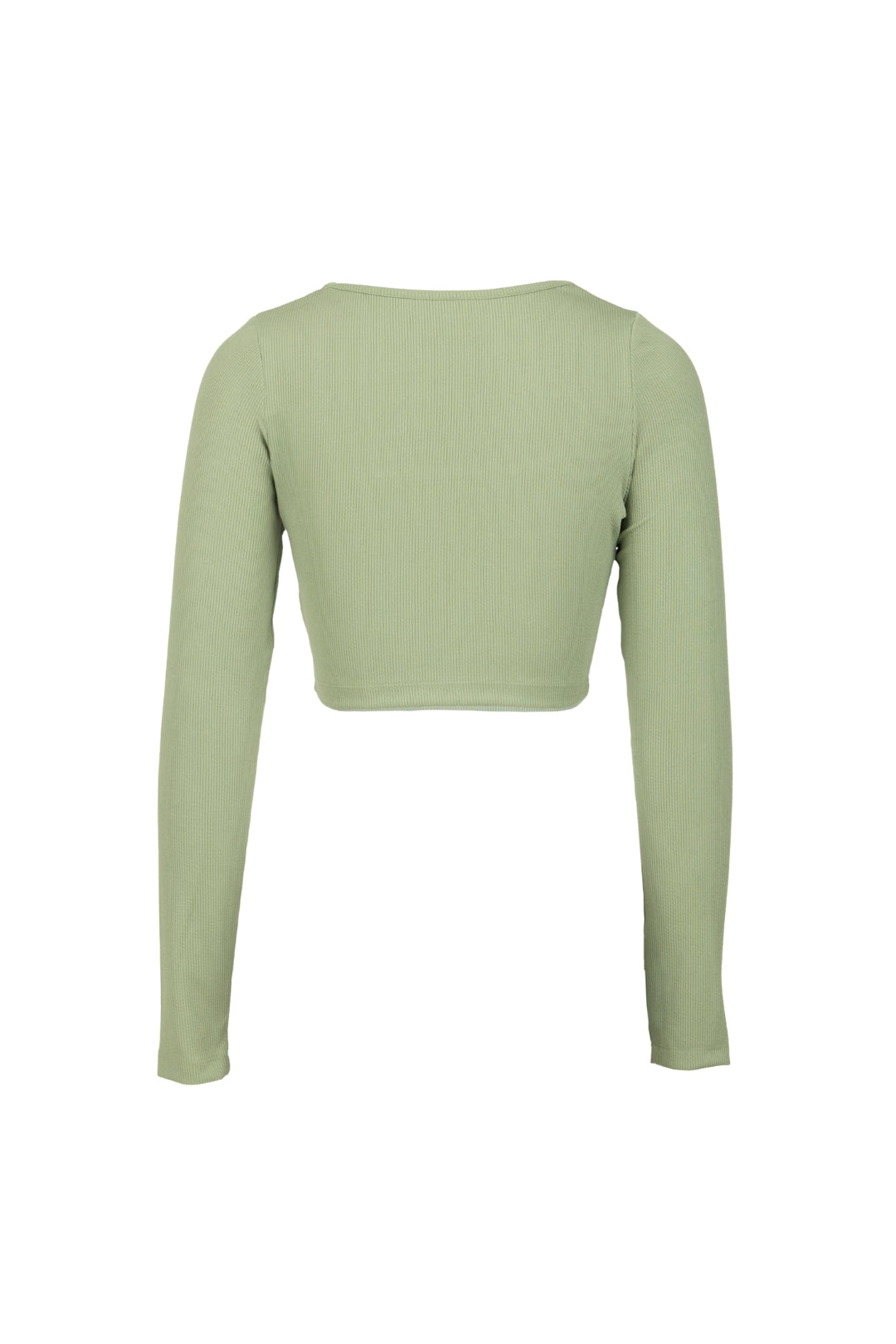 SAGE GREEN SQUARE NECK FULL-SLEEVE CROP TOP