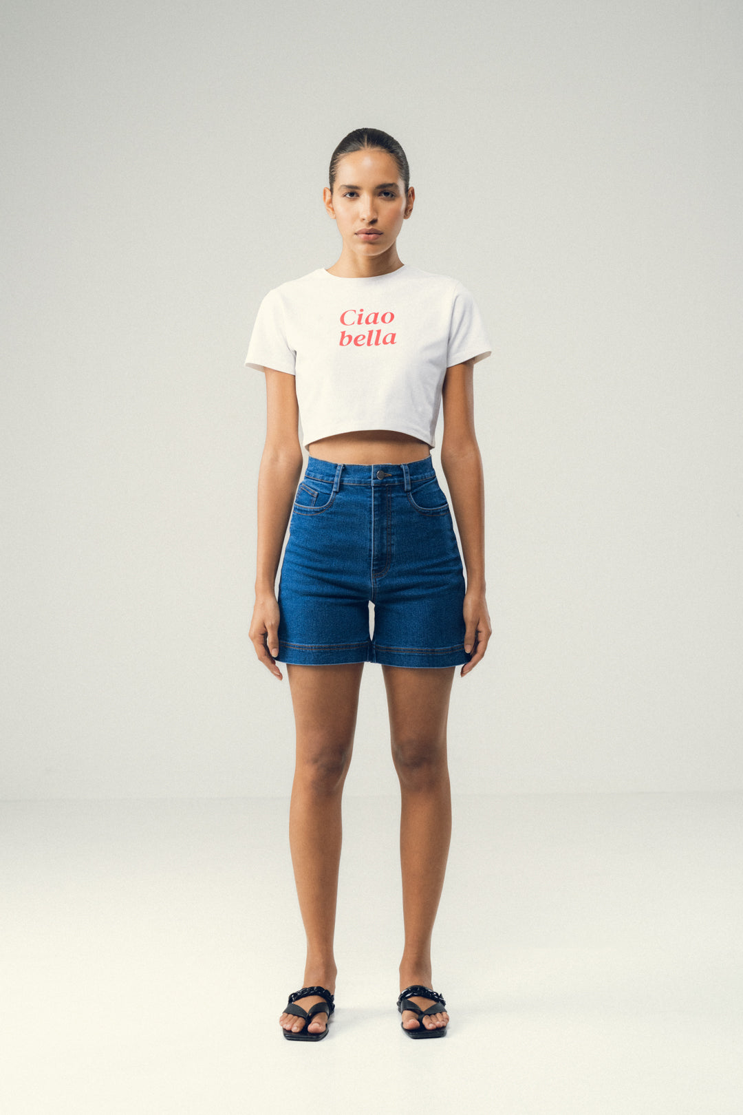 HIGH RISE INDIGO SHORTS