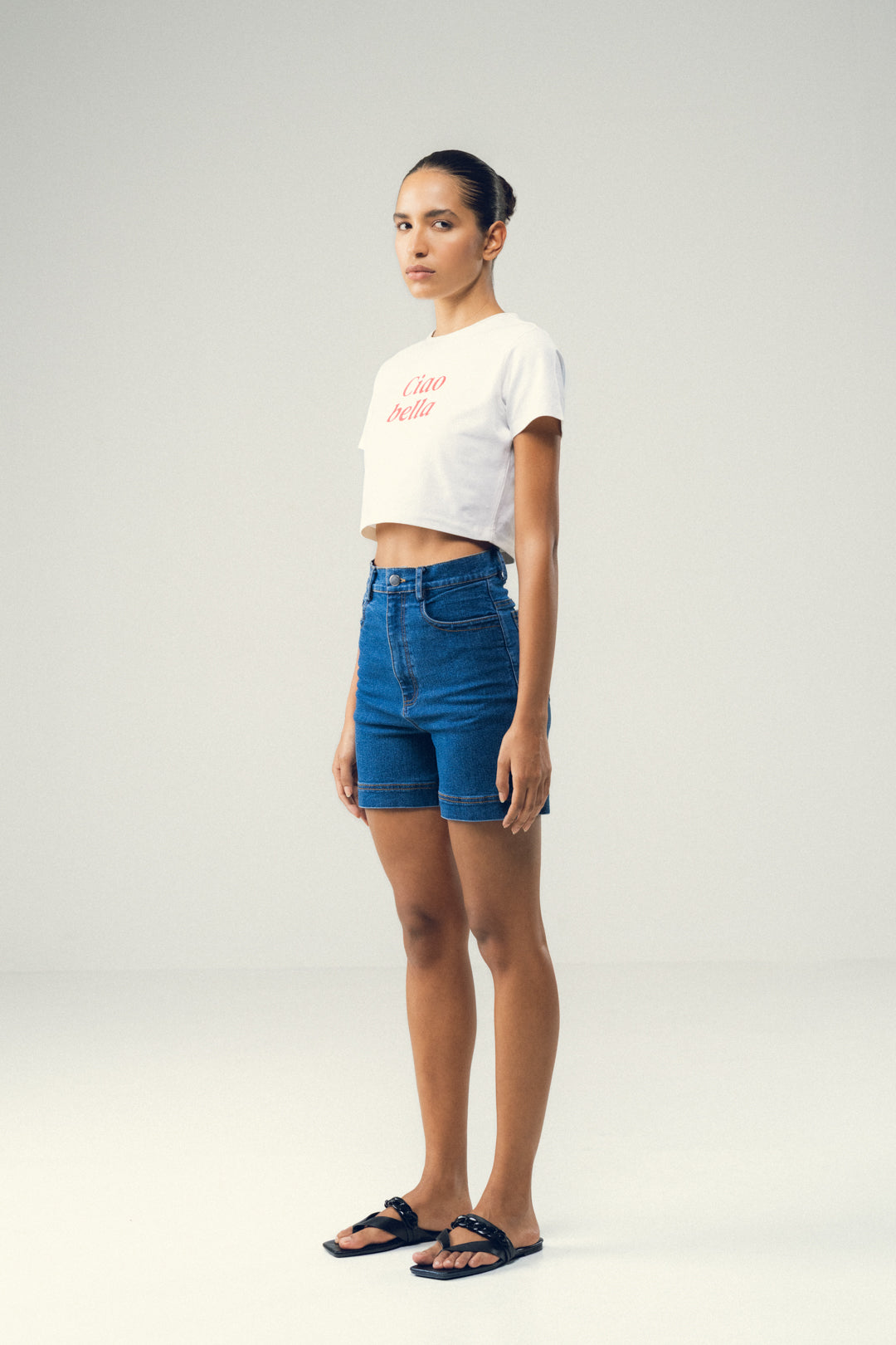 HIGH RISE INDIGO SHORTS
