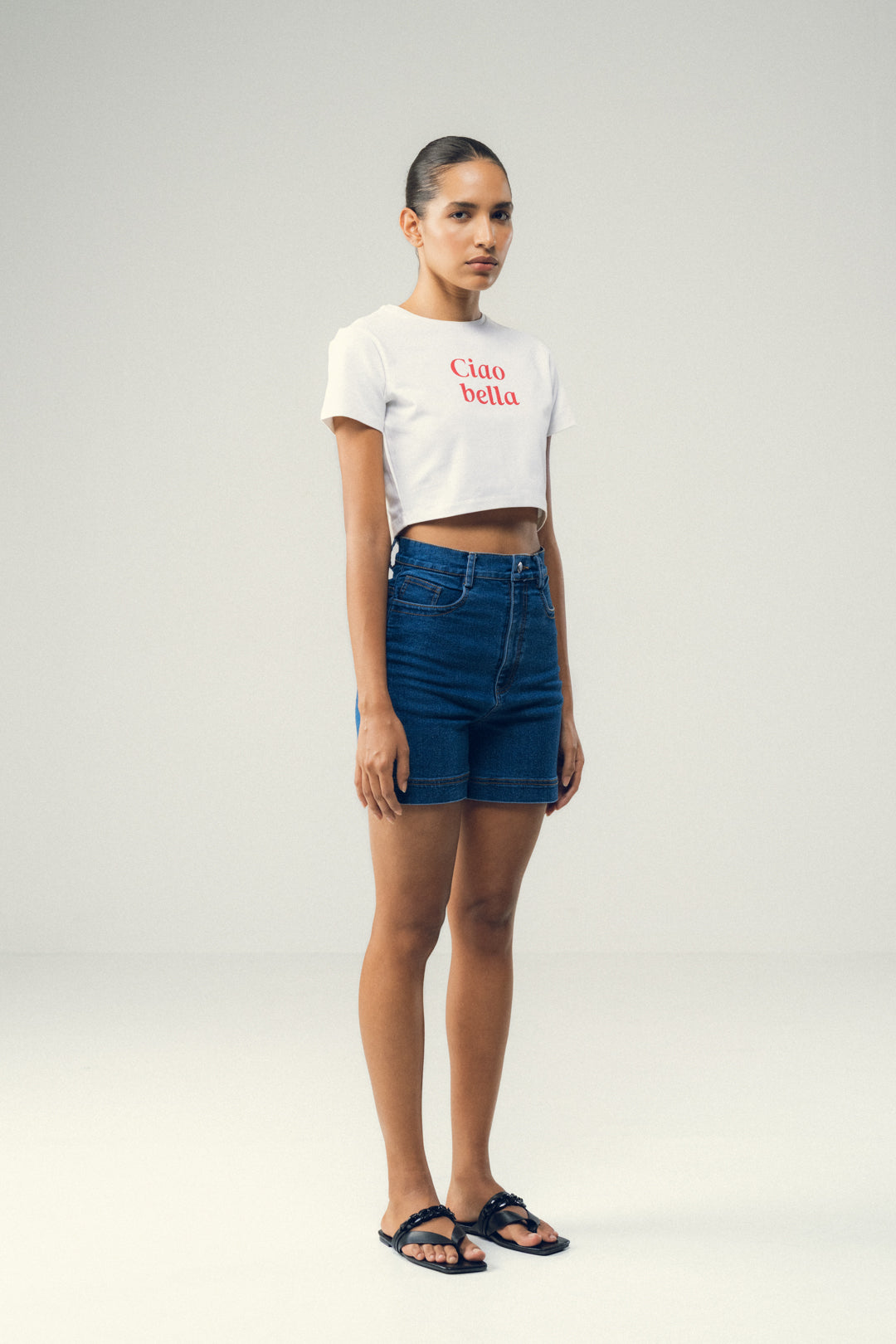 HIGH RISE INDIGO SHORTS
