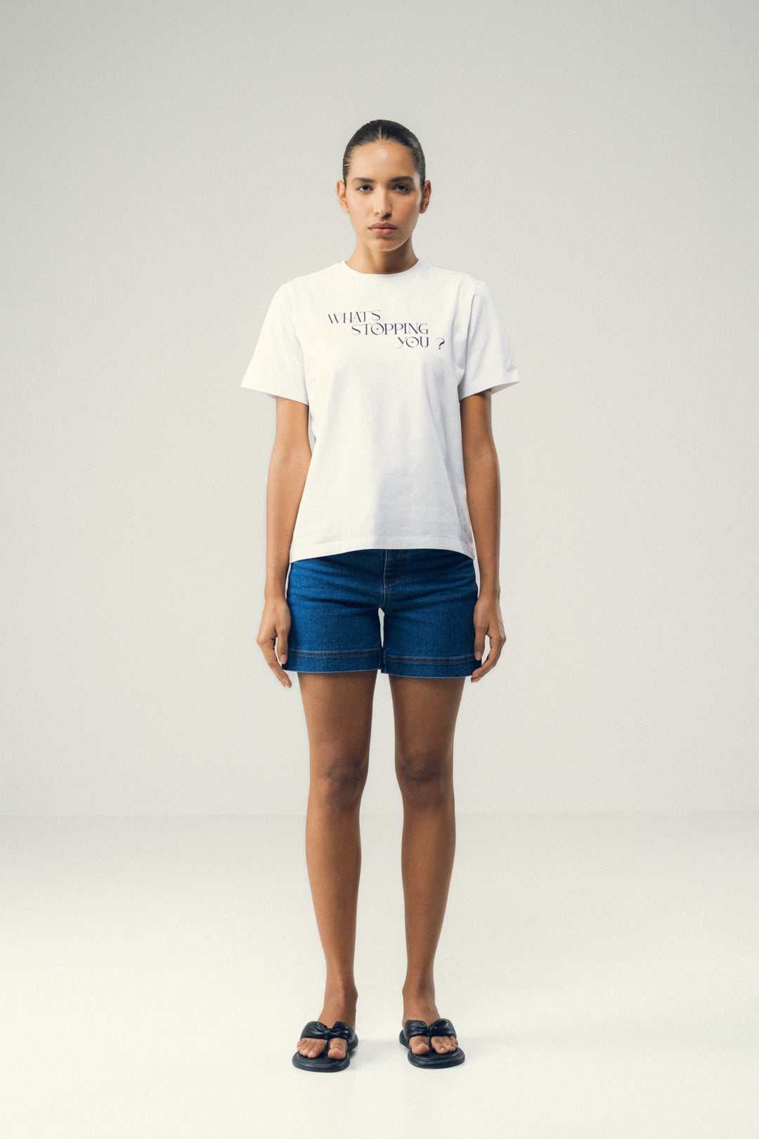 WHITE TEXT LOGO TEE