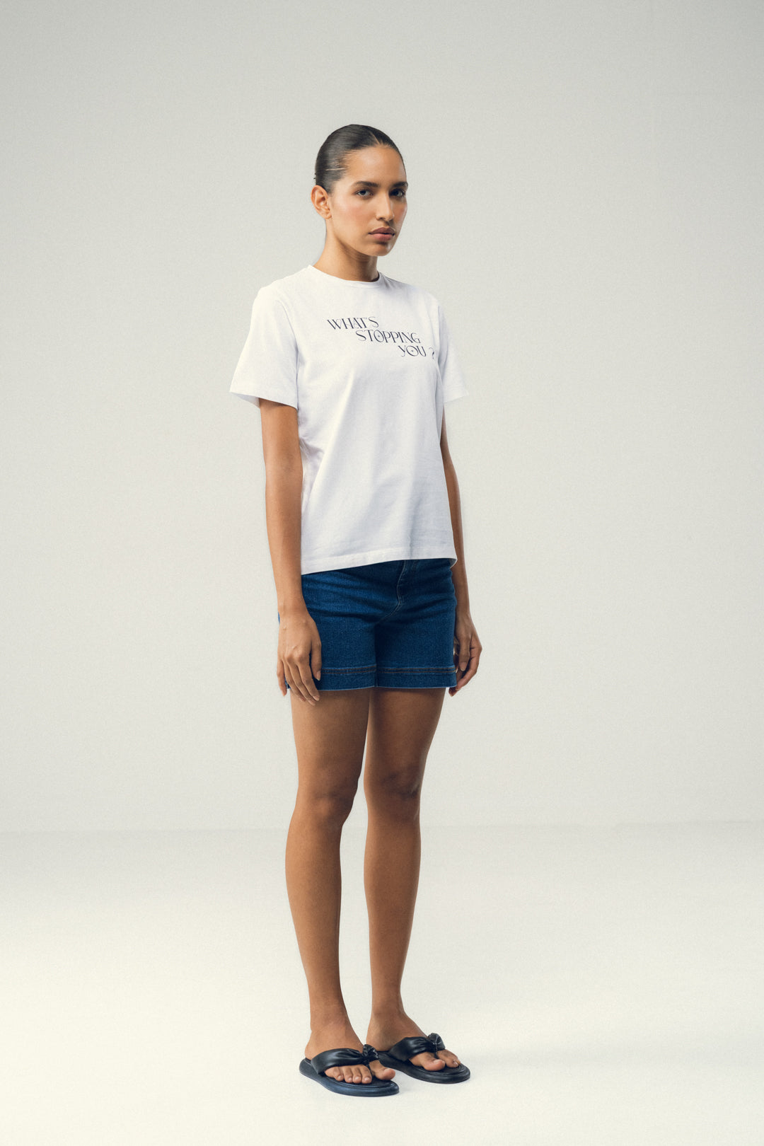 WHITE TEXT LOGO TEE