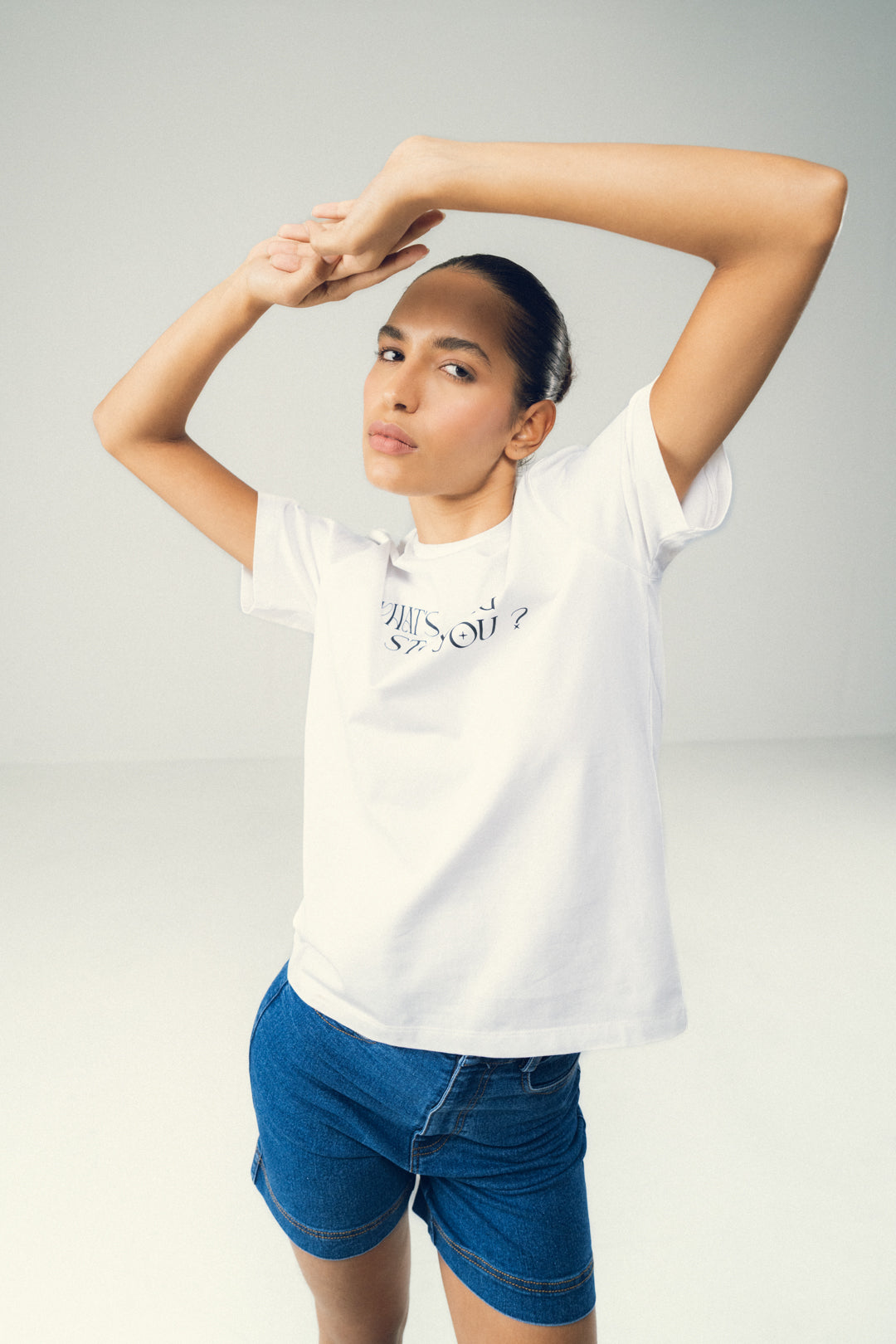 WHITE TEXT LOGO TEE