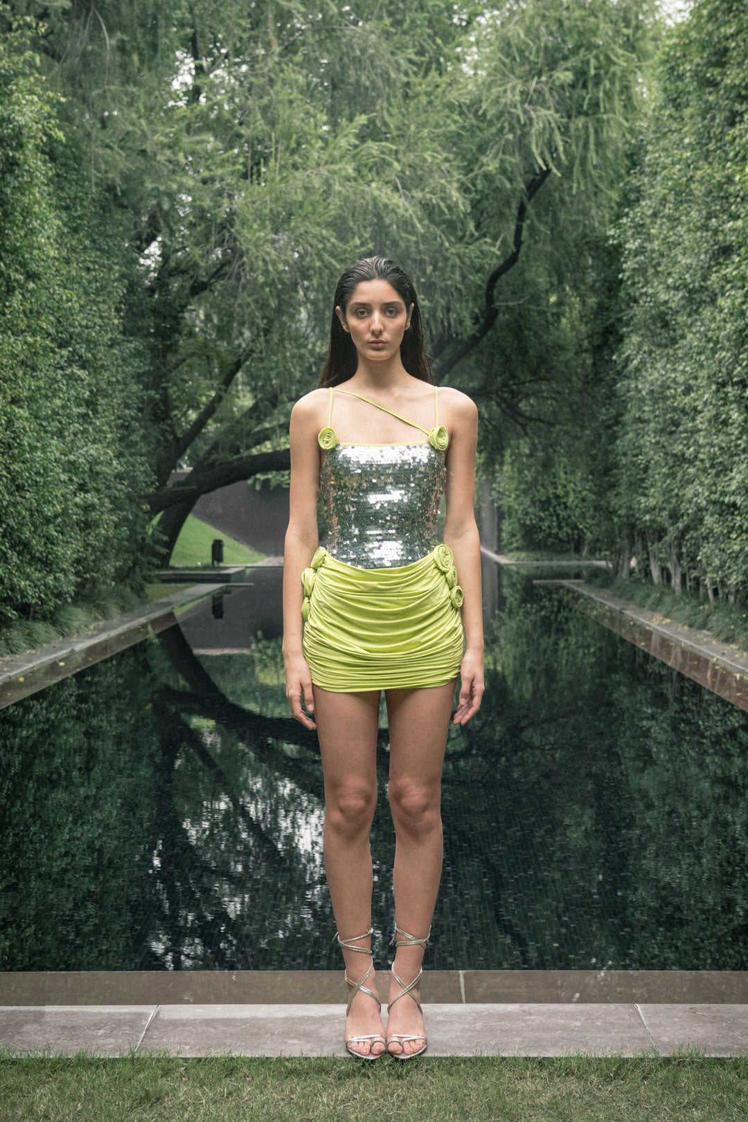 GREEN SEQUIN MINI DRESS