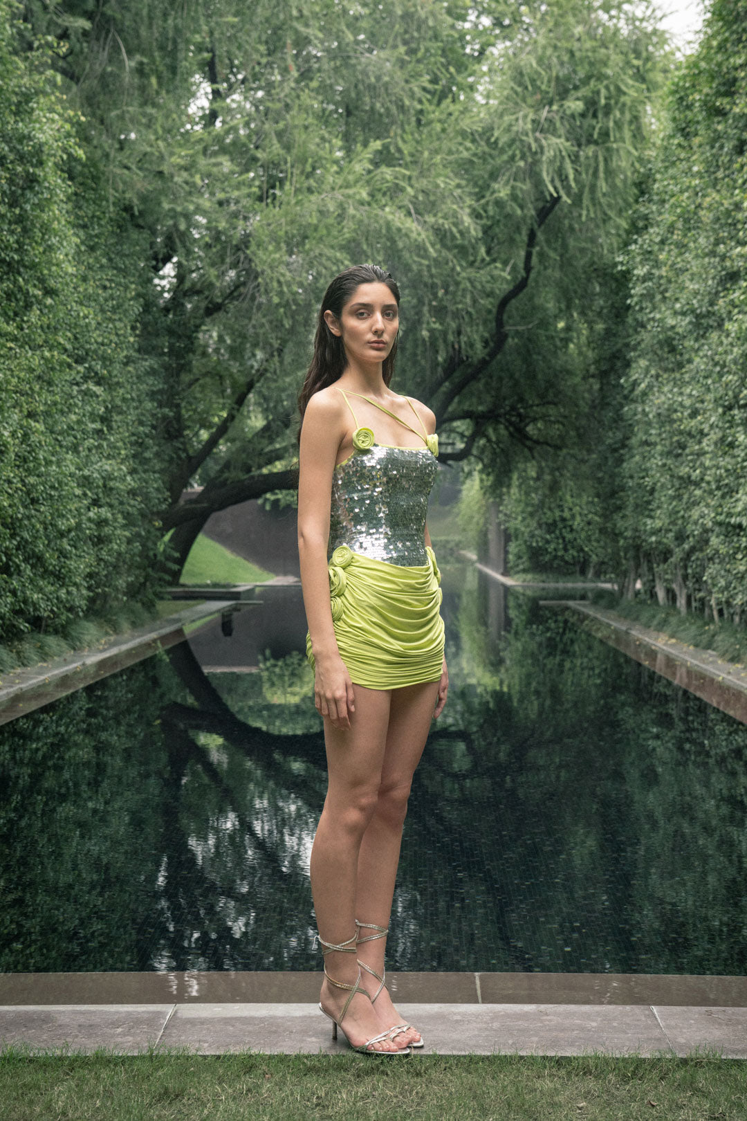 GREEN SEQUIN MINI DRESS