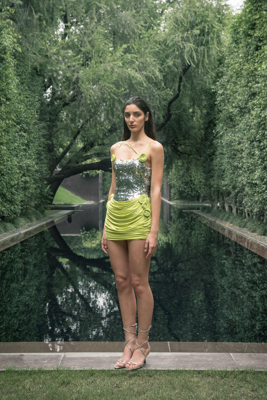 GREEN SEQUIN MINI DRESS