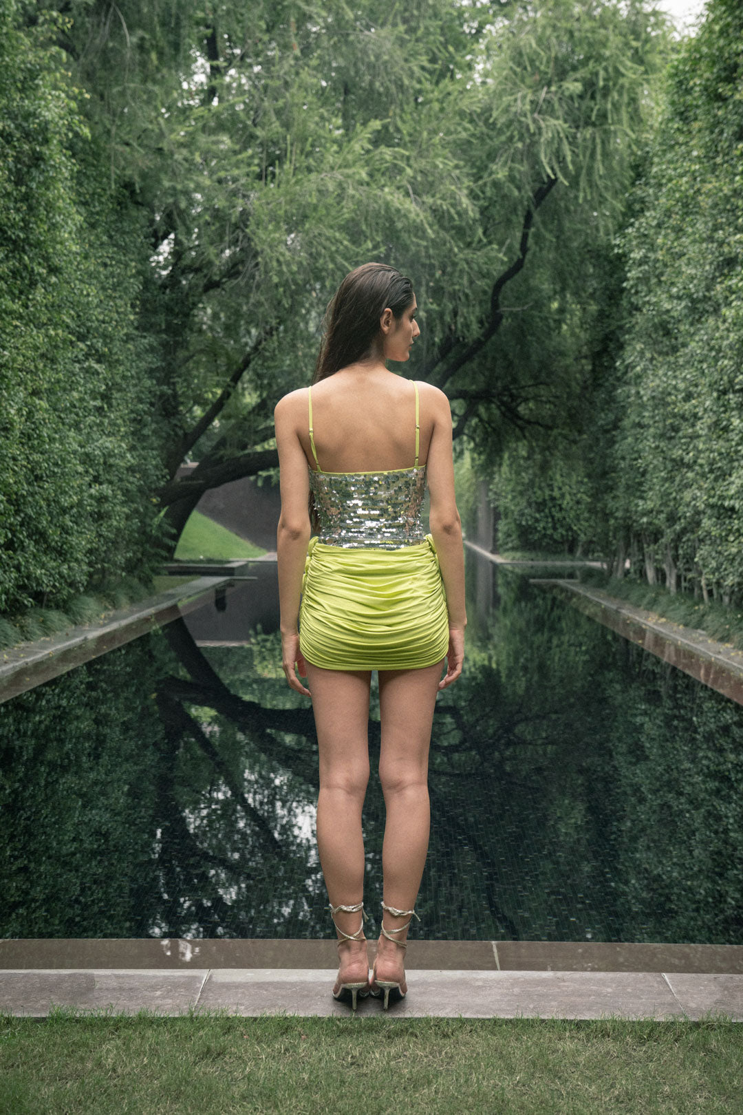 GREEN SEQUIN MINI DRESS