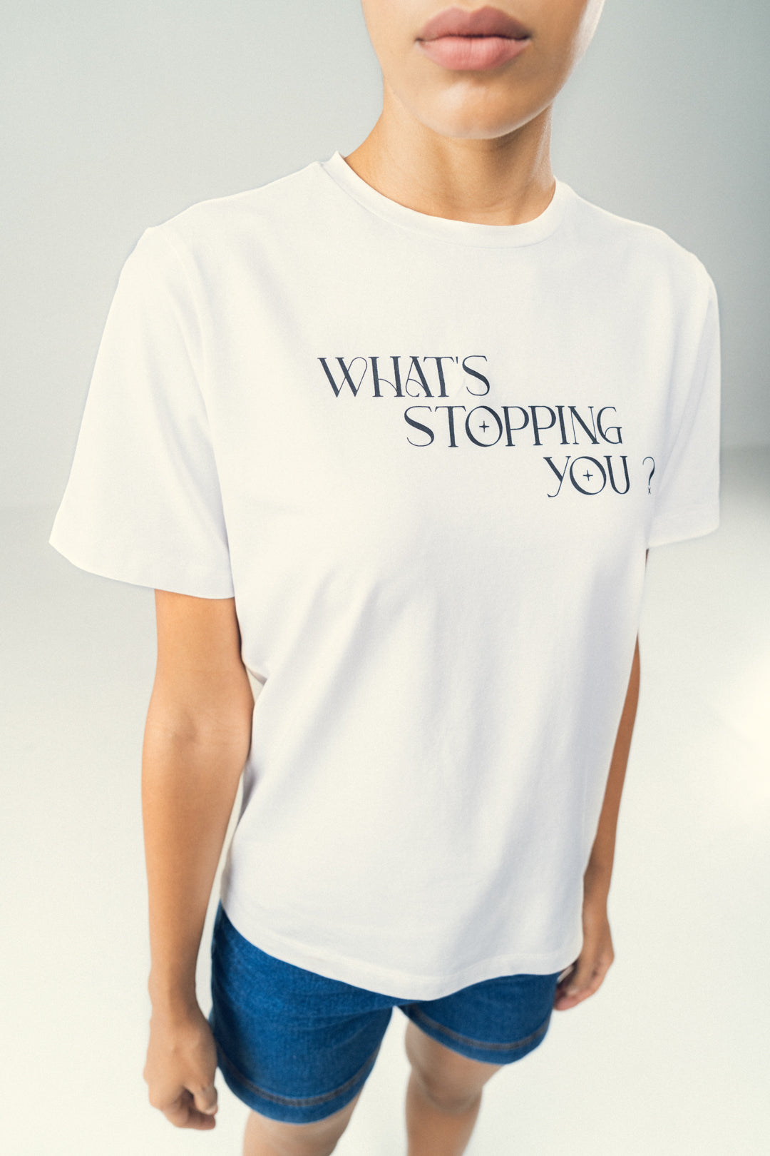 WHITE TEXT LOGO TEE