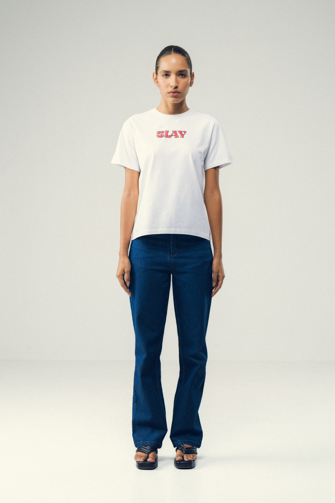 WHITE SLAY COTTON TEE