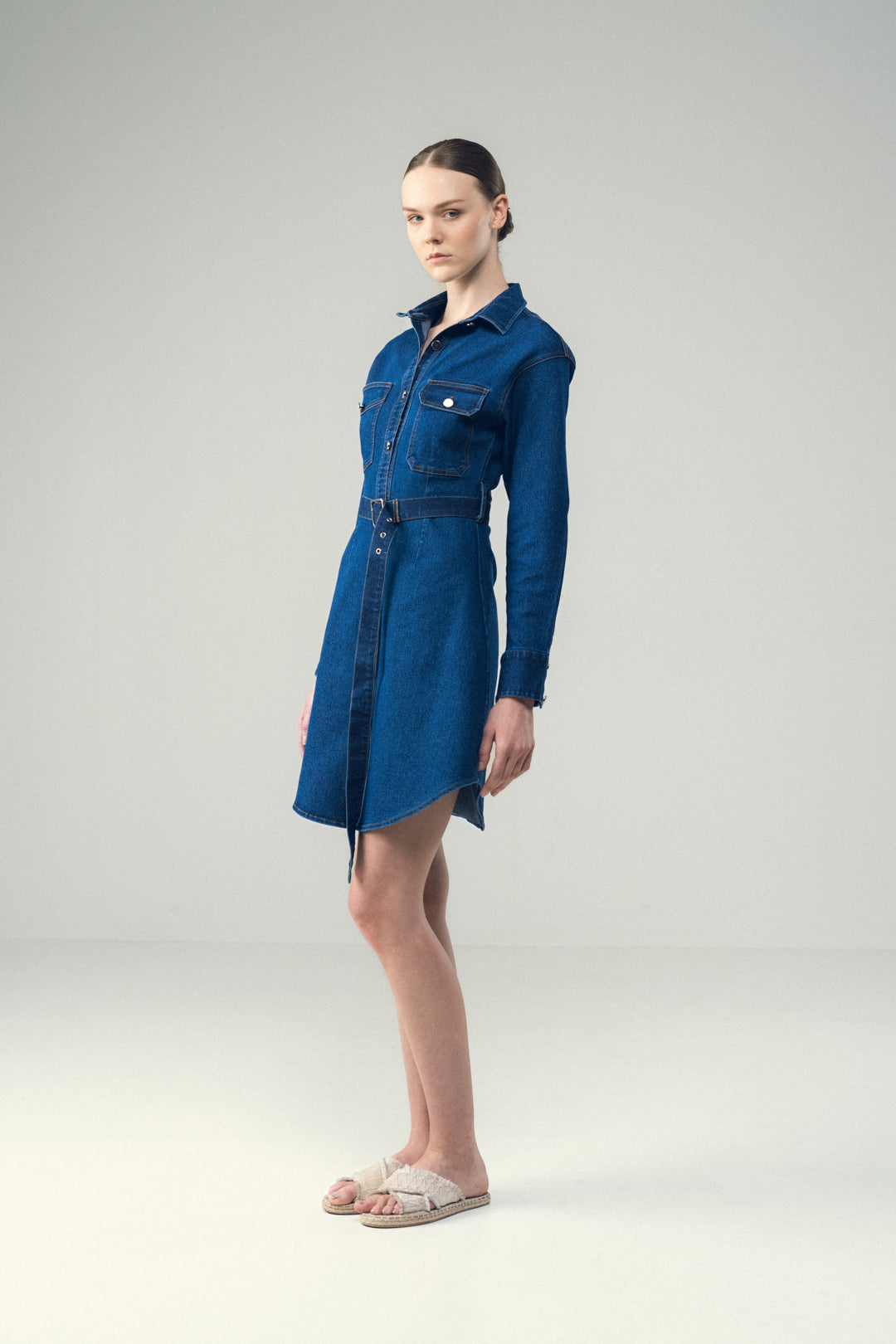 BELTED POWER SHIRT DRESS