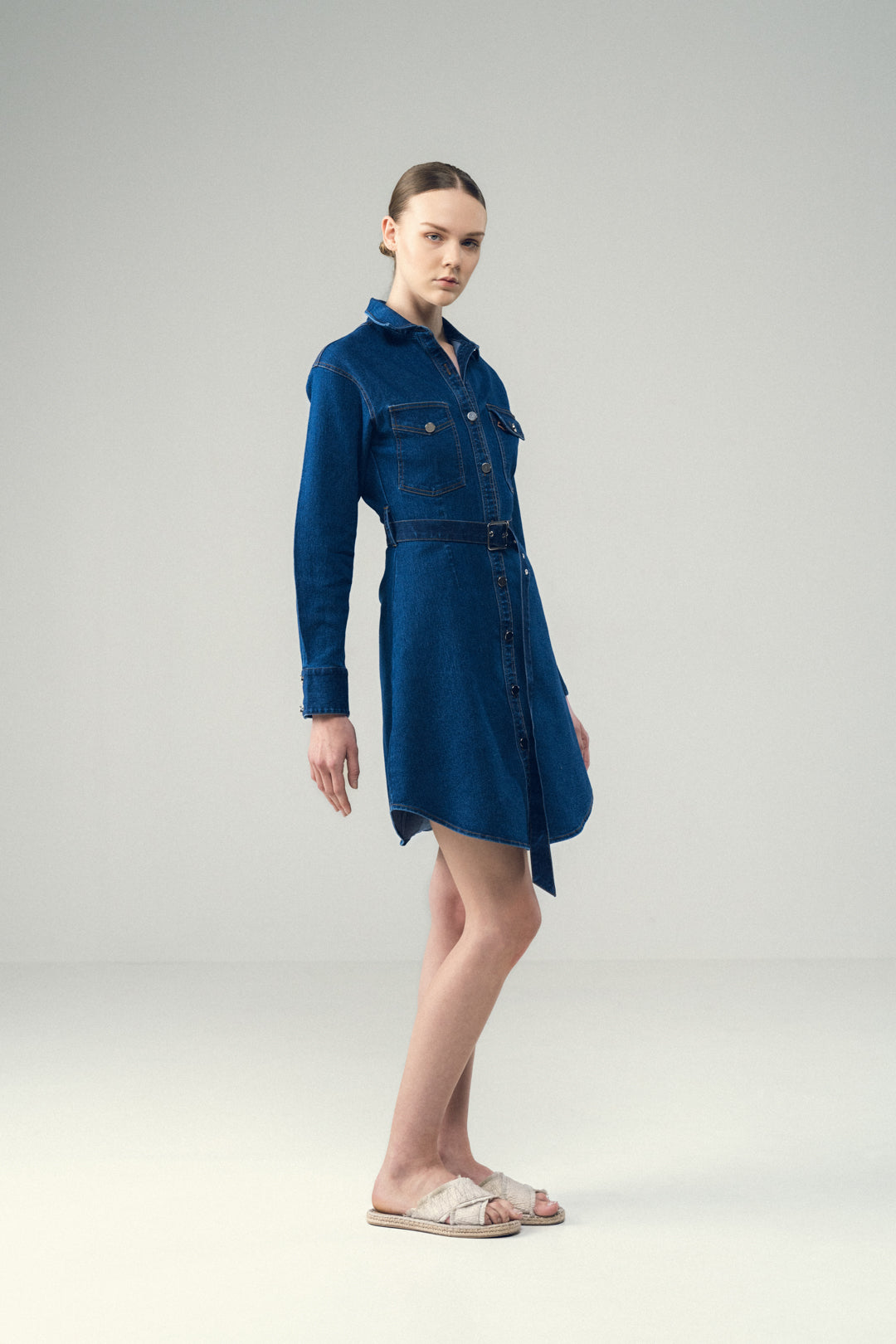 BELTED POWER SHIRT DRESS