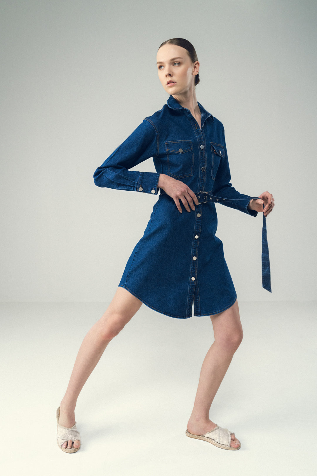 BELTED POWER SHIRT DRESS