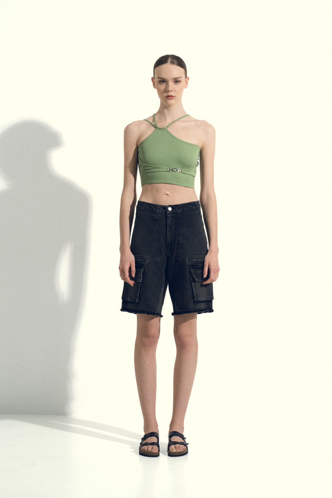 SAGE GREEN STRAPPY CROP TOP