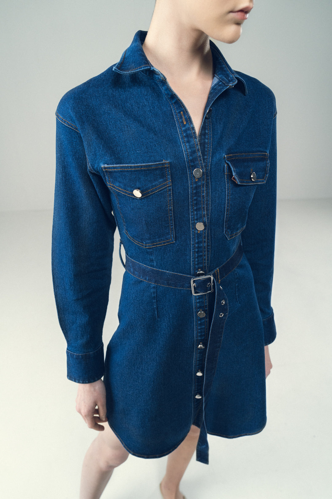 BELTED POWER SHIRT DRESS