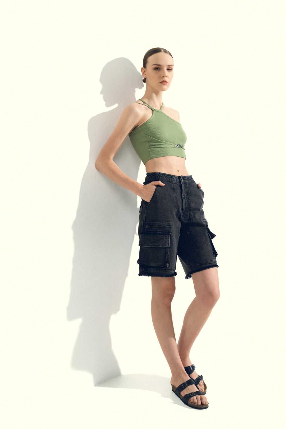 SAGE GREEN STRAPPY CROP TOP