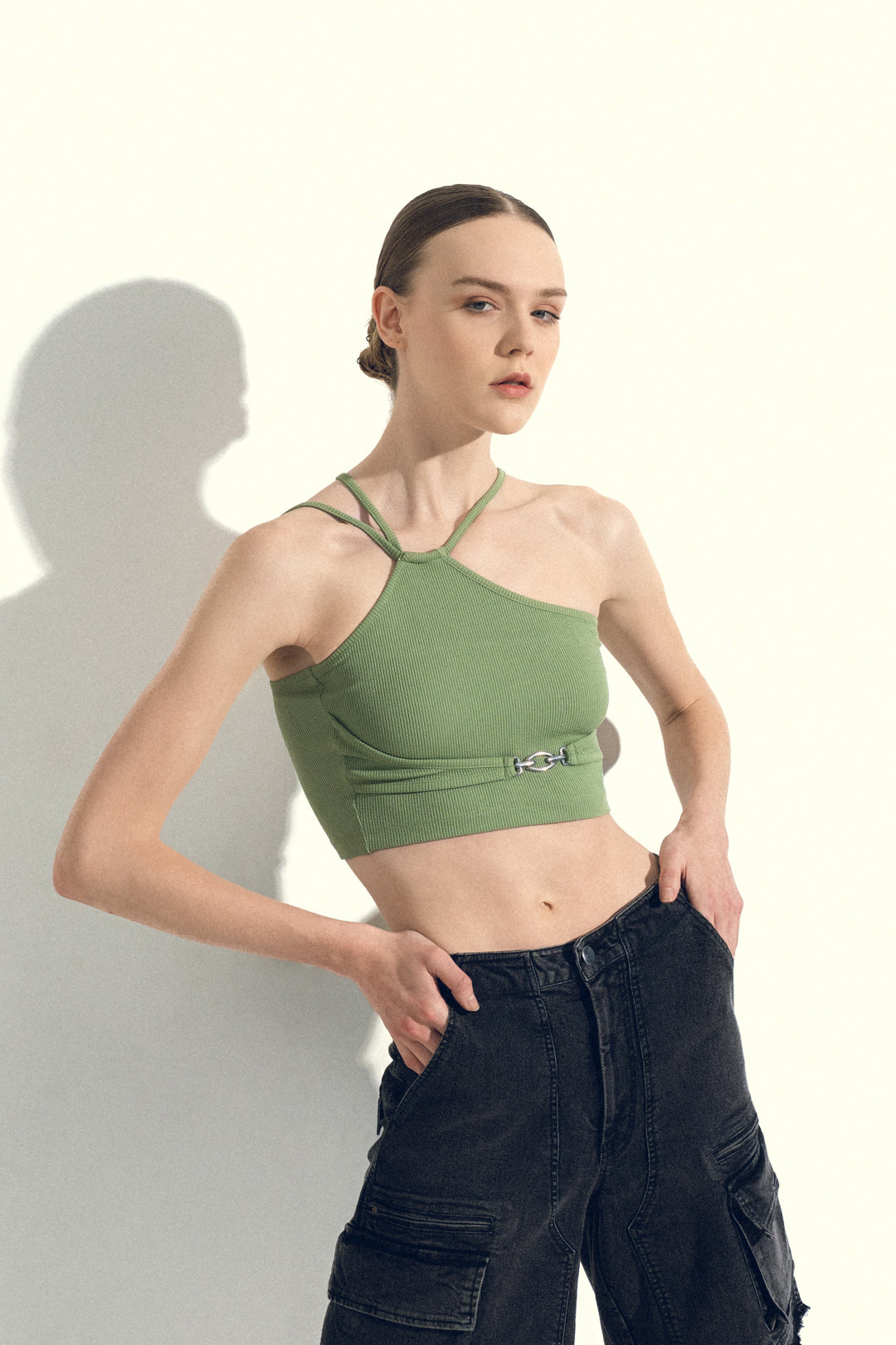 SAGE GREEN STRAPPY CROP TOP