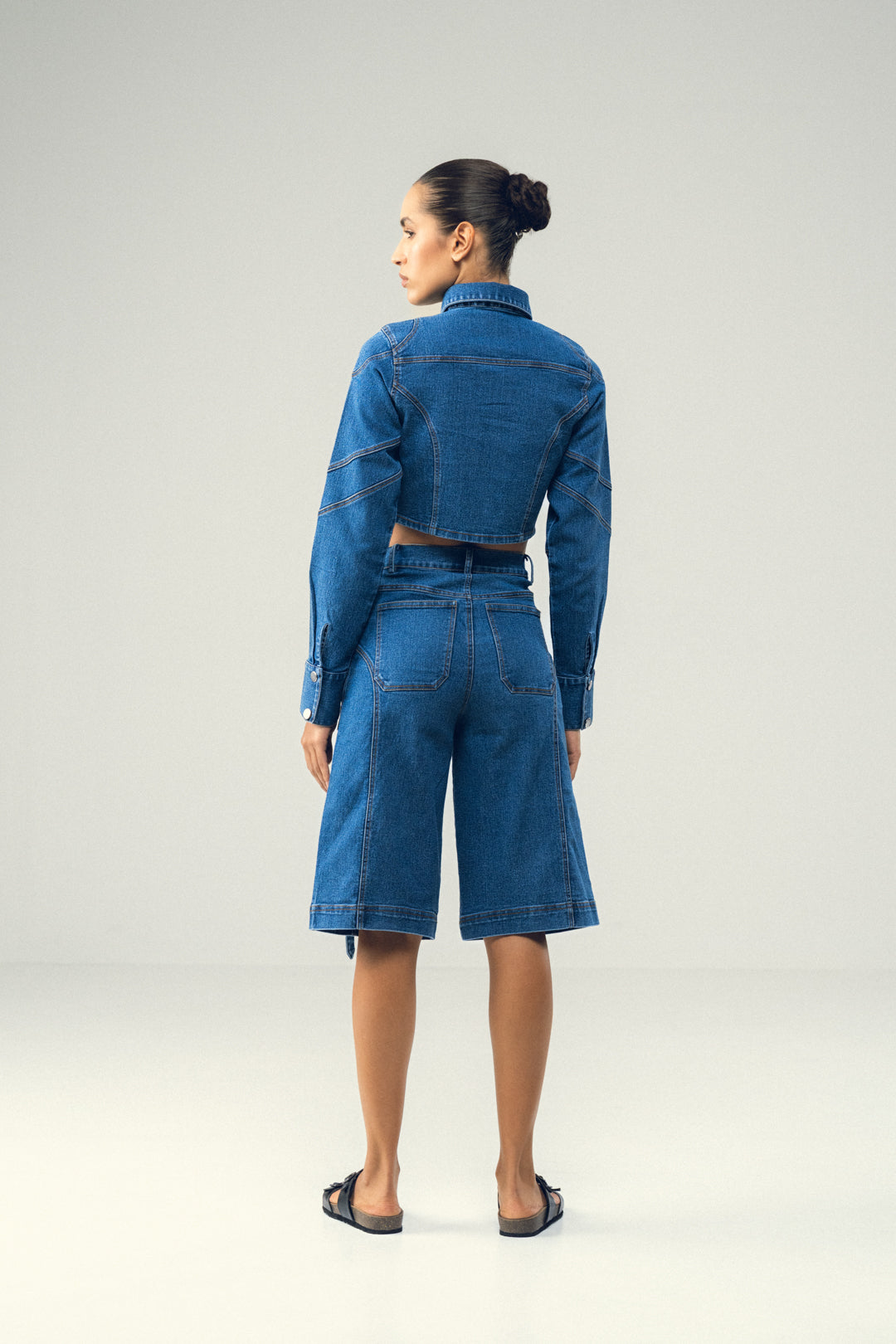 UTILITY ZIP DENIM SHORTS