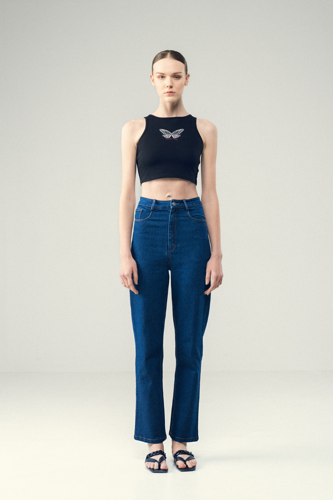 BLACK BUTTERFLY CROPPED TOP