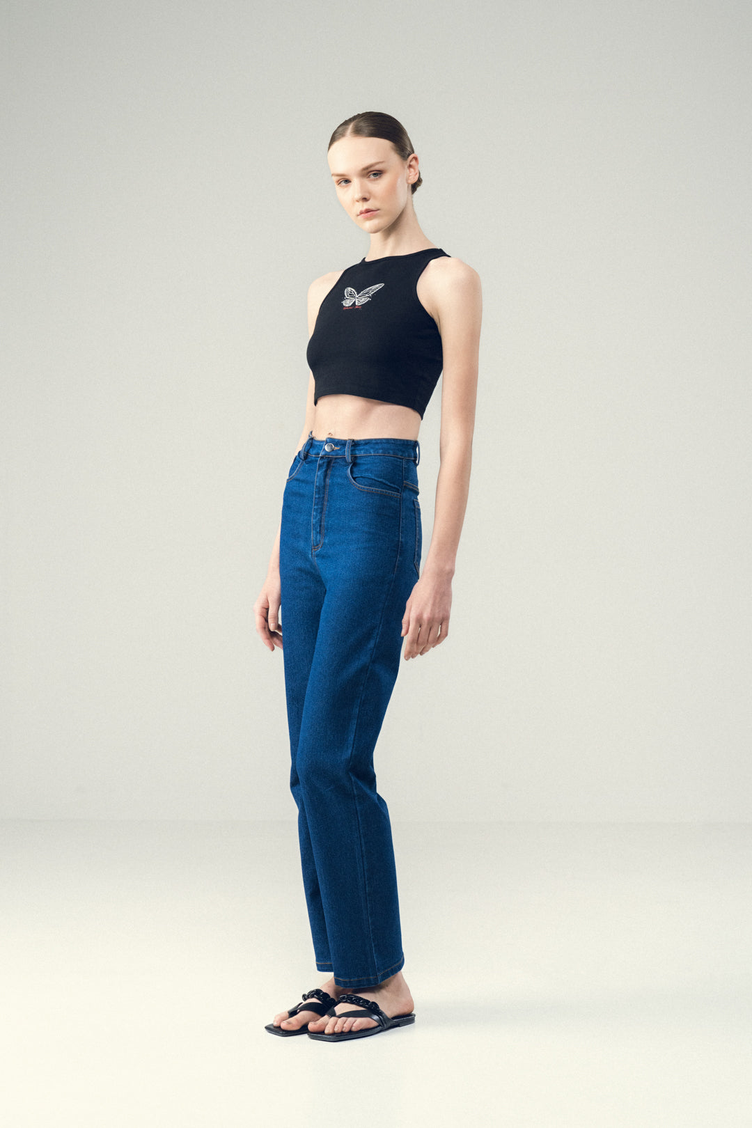 BLACK BUTTERFLY CROPPED TOP