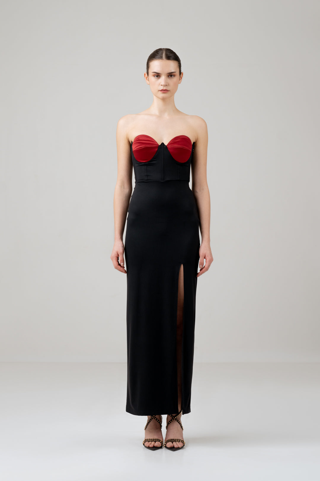 LOVE BUSTIER CORSET DRESS WITH FRONT SLIT