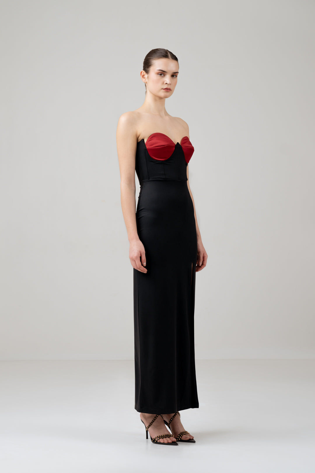LOVE BUSTIER CORSET DRESS WITH FRONT SLIT