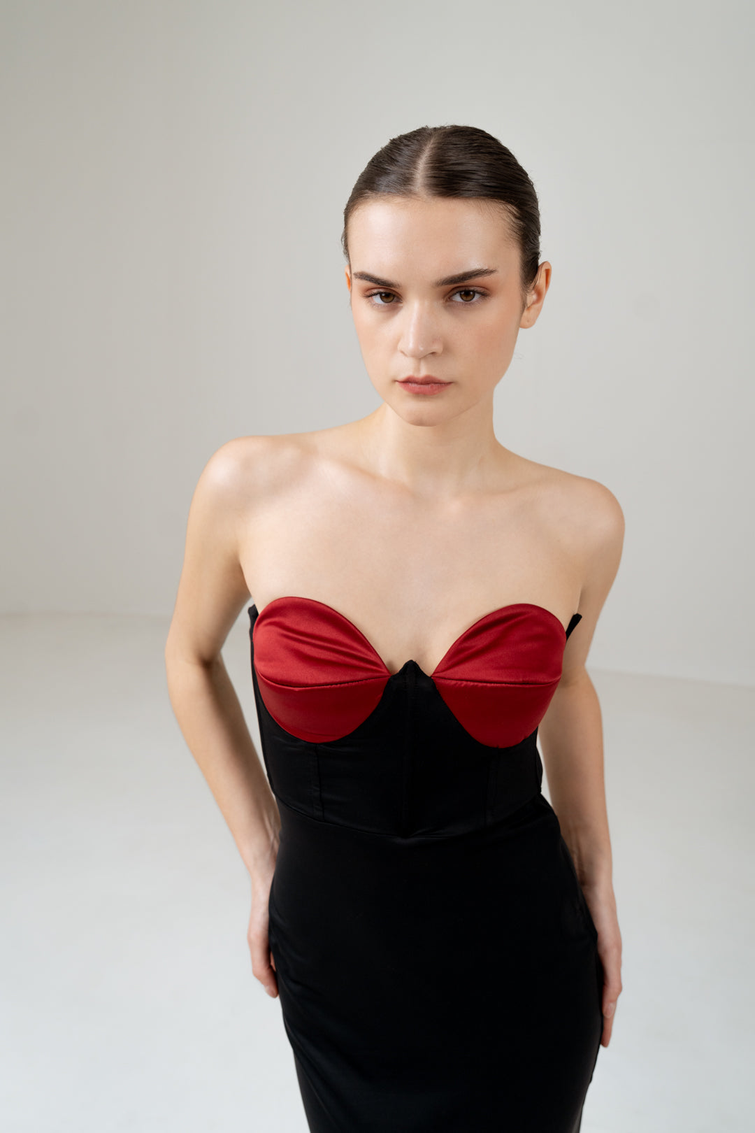 LOVE BUSTIER CORSET DRESS WITH FRONT SLIT