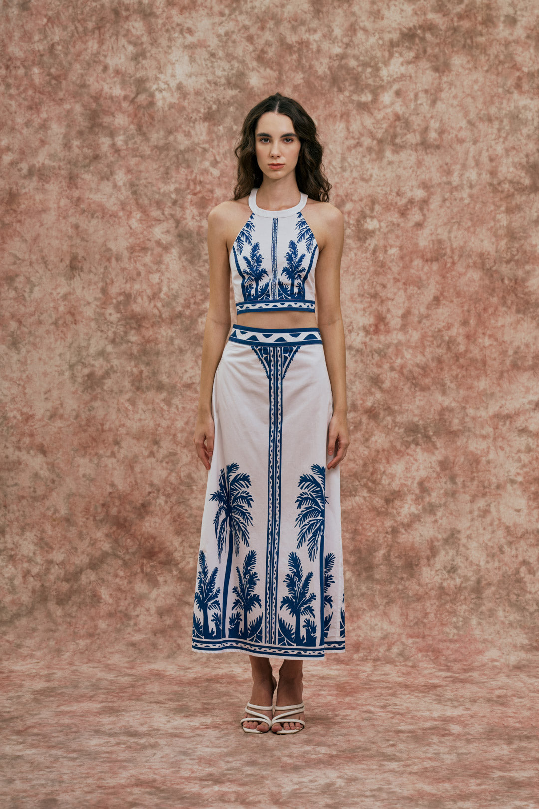PALM MOTIF HALTER CO-ORD SET