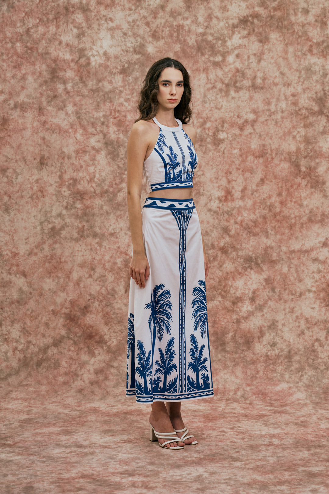 PALM MOTIF HALTER CO-ORD SET