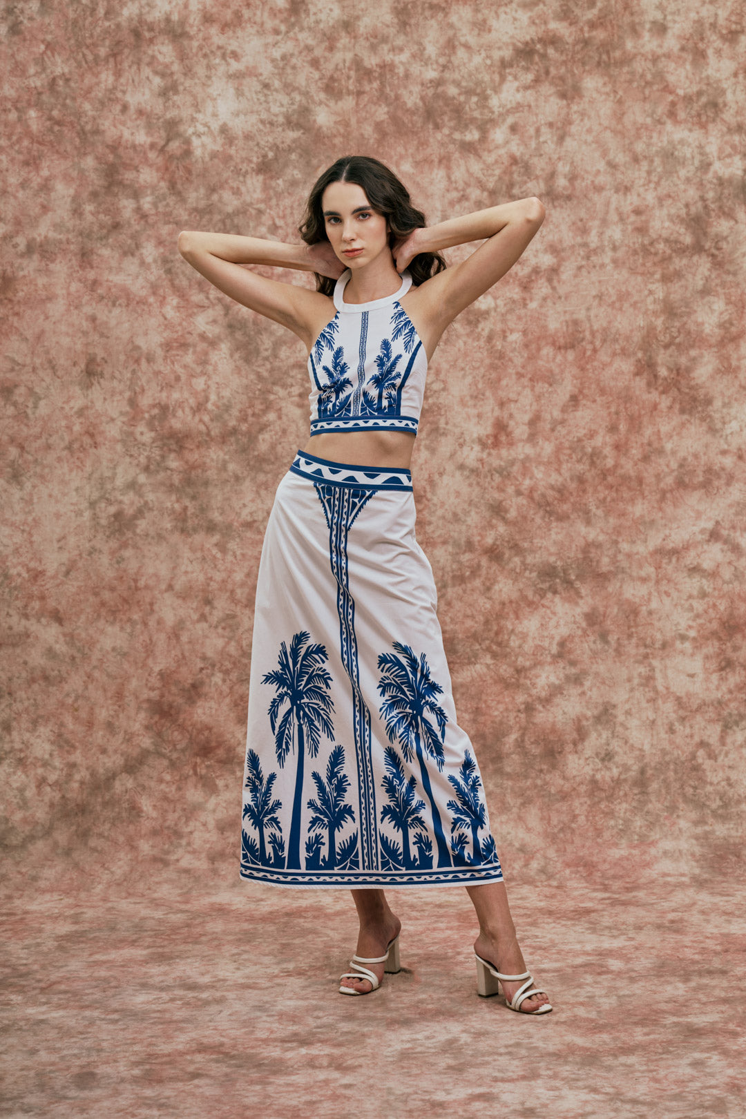 PALM MOTIF HALTER CO-ORD SET