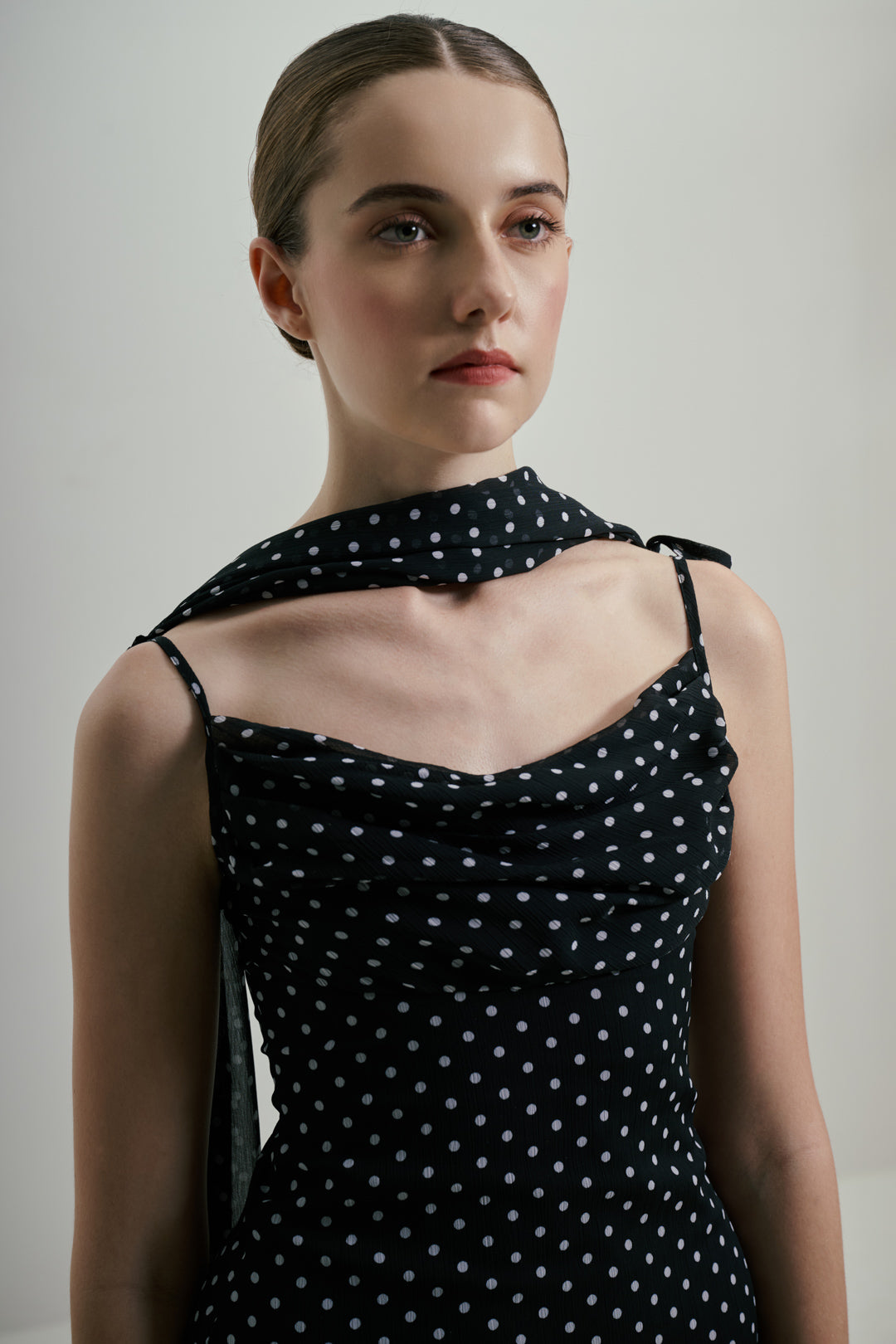 BLACK POLKA DOT GOWN WITH DUPATTA