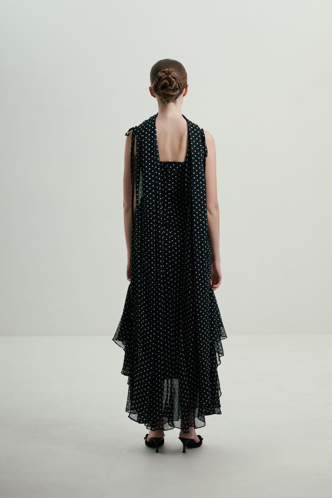 BLACK POLKA DOT GOWN WITH DUPATTA