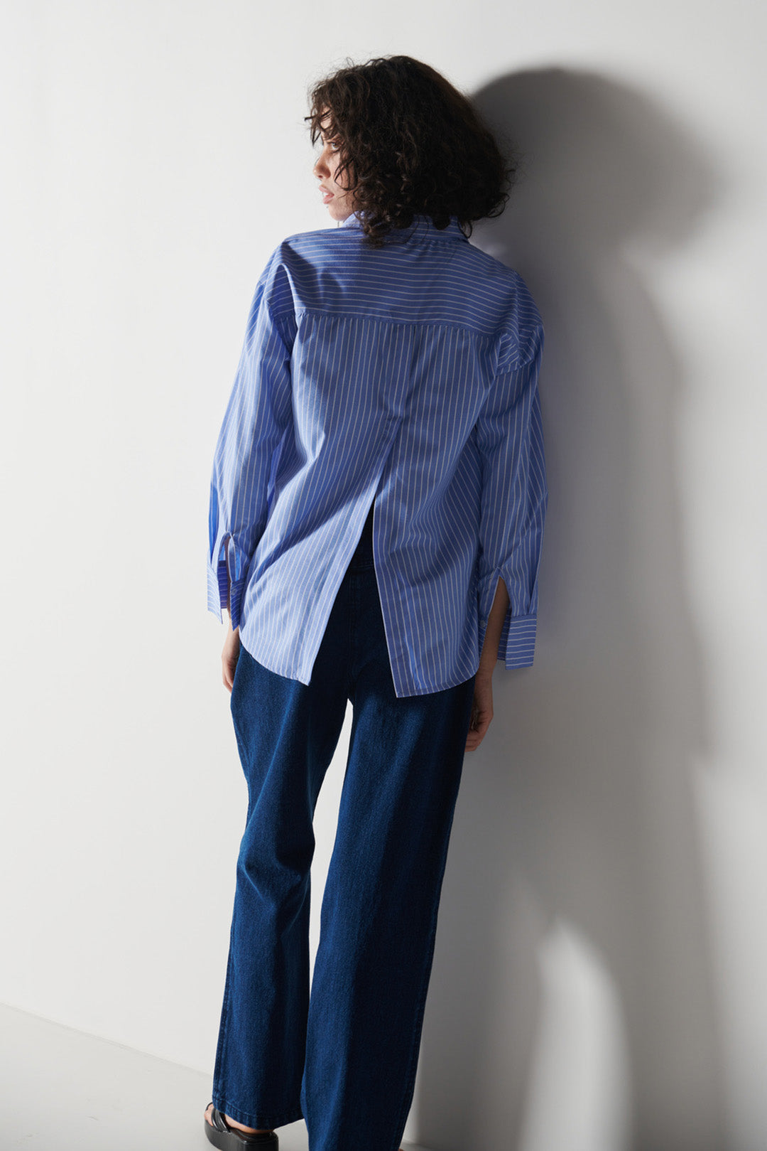 Pin Stripe Shirt With Distressed Jeans