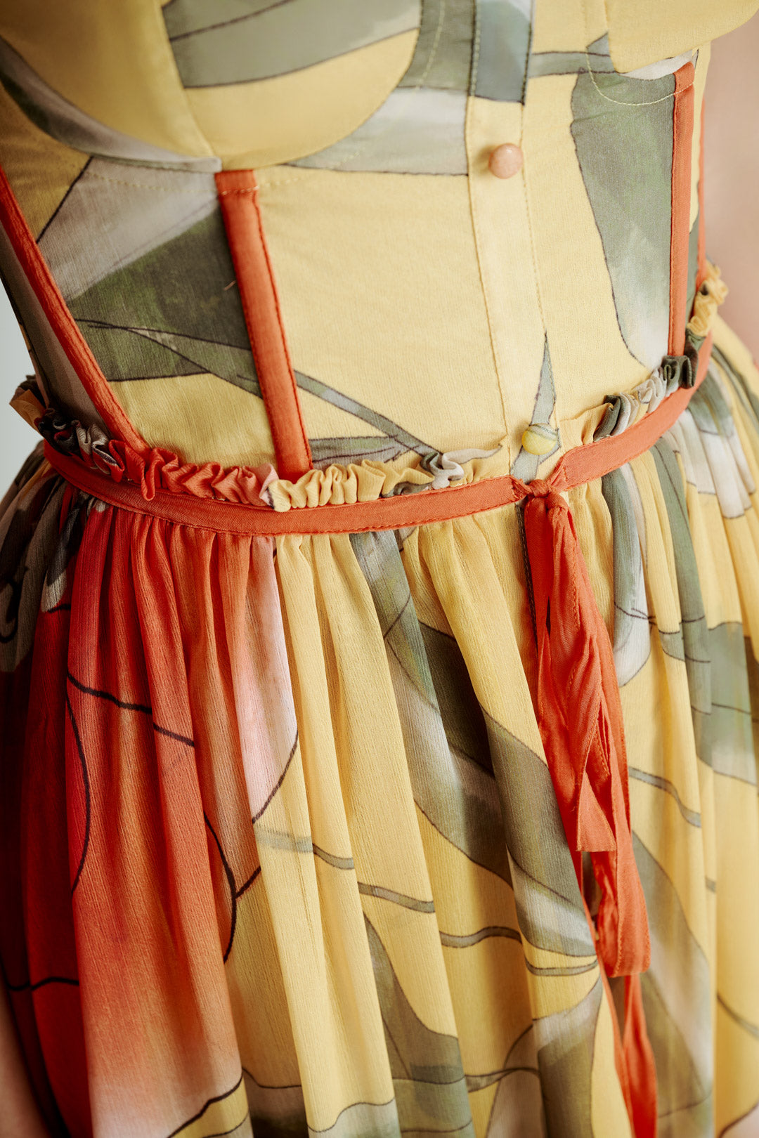 YELLOW PRINTED MIDI DRESS