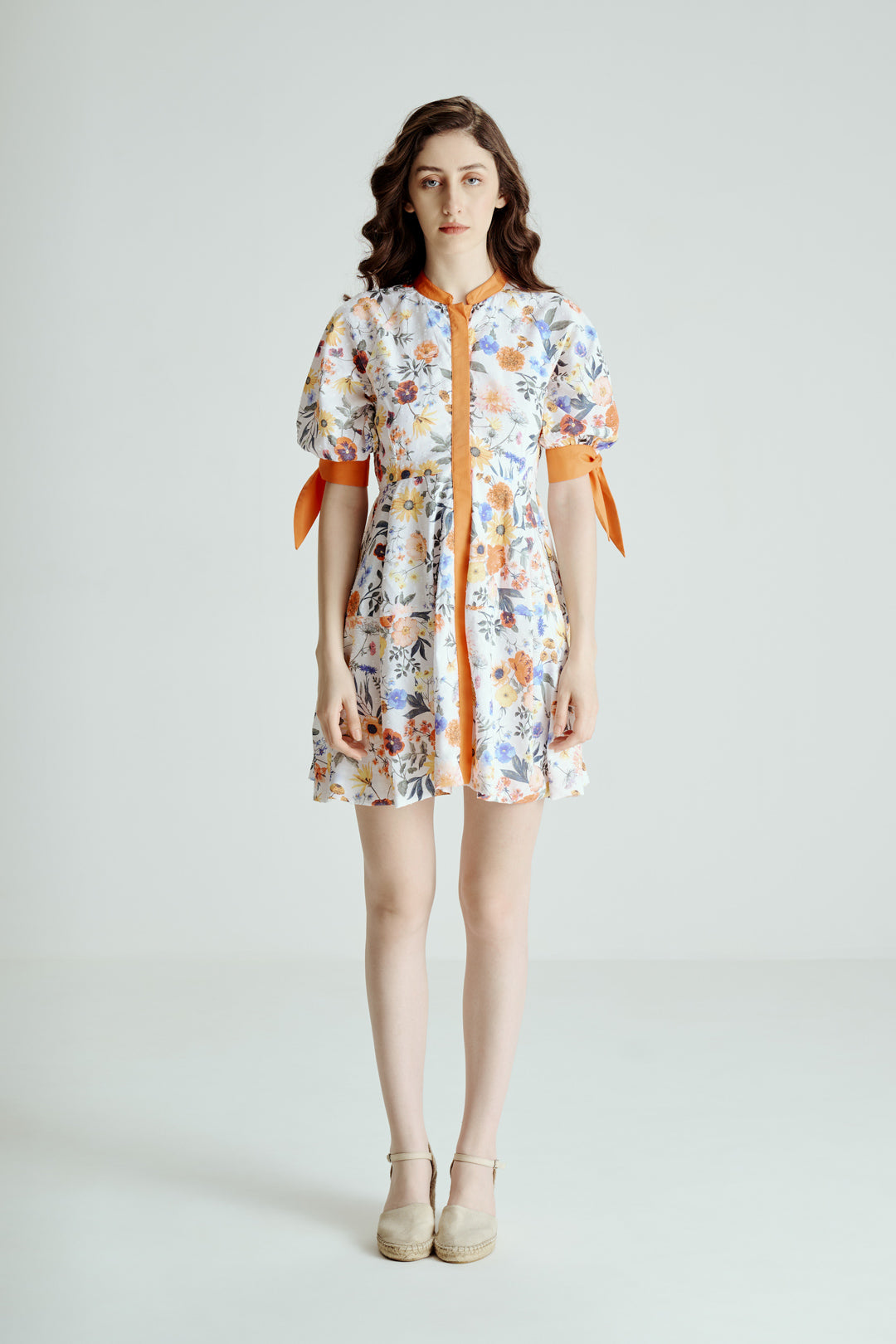 FLORAL PUFF MINI DRESS