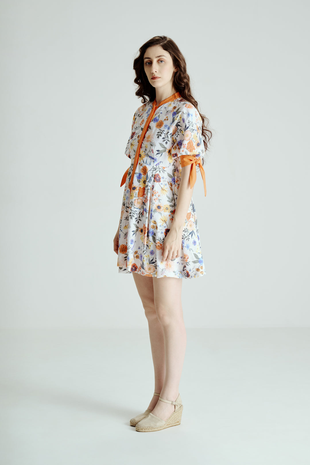 FLORAL PUFF MINI DRESS