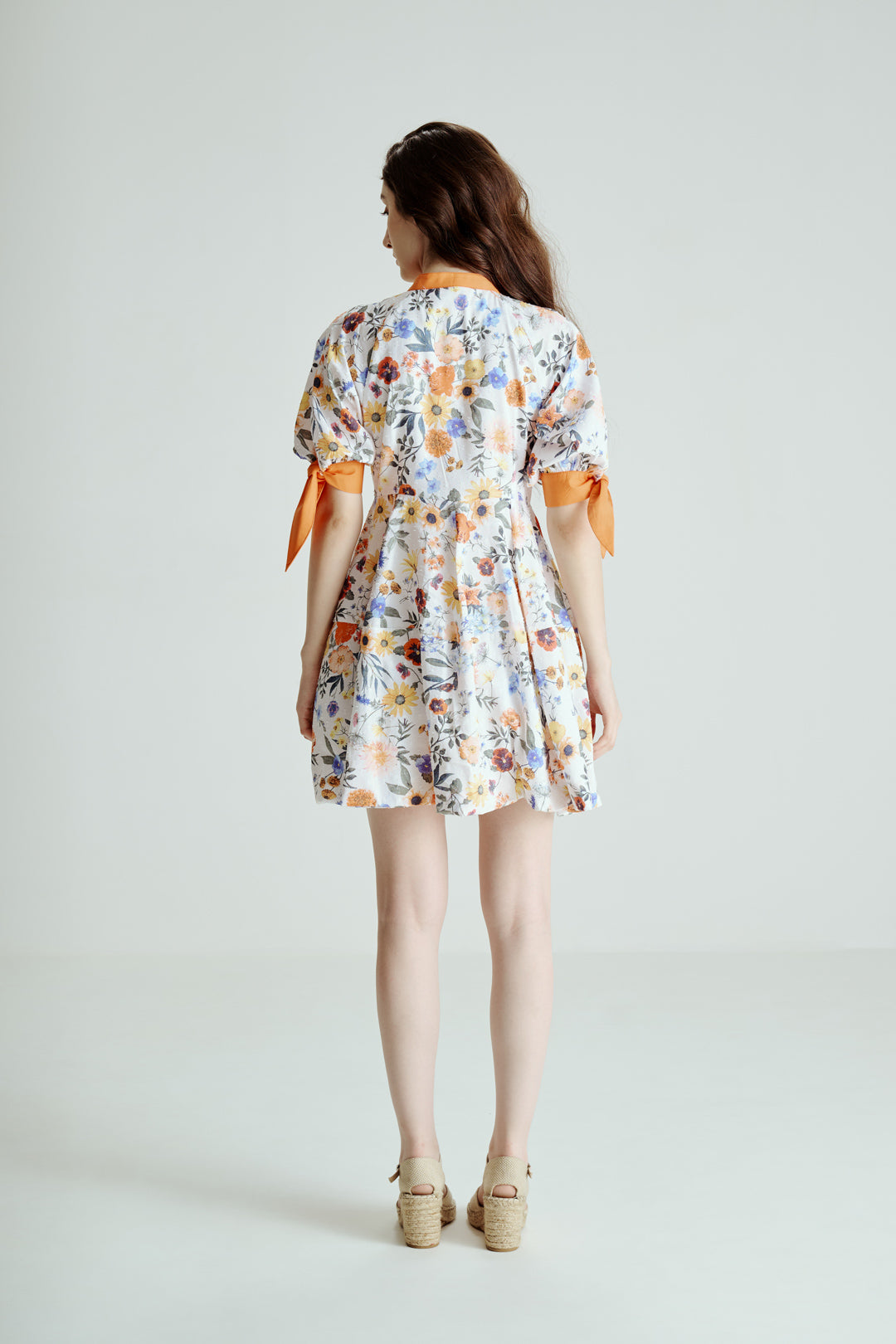 FLORAL PUFF MINI DRESS