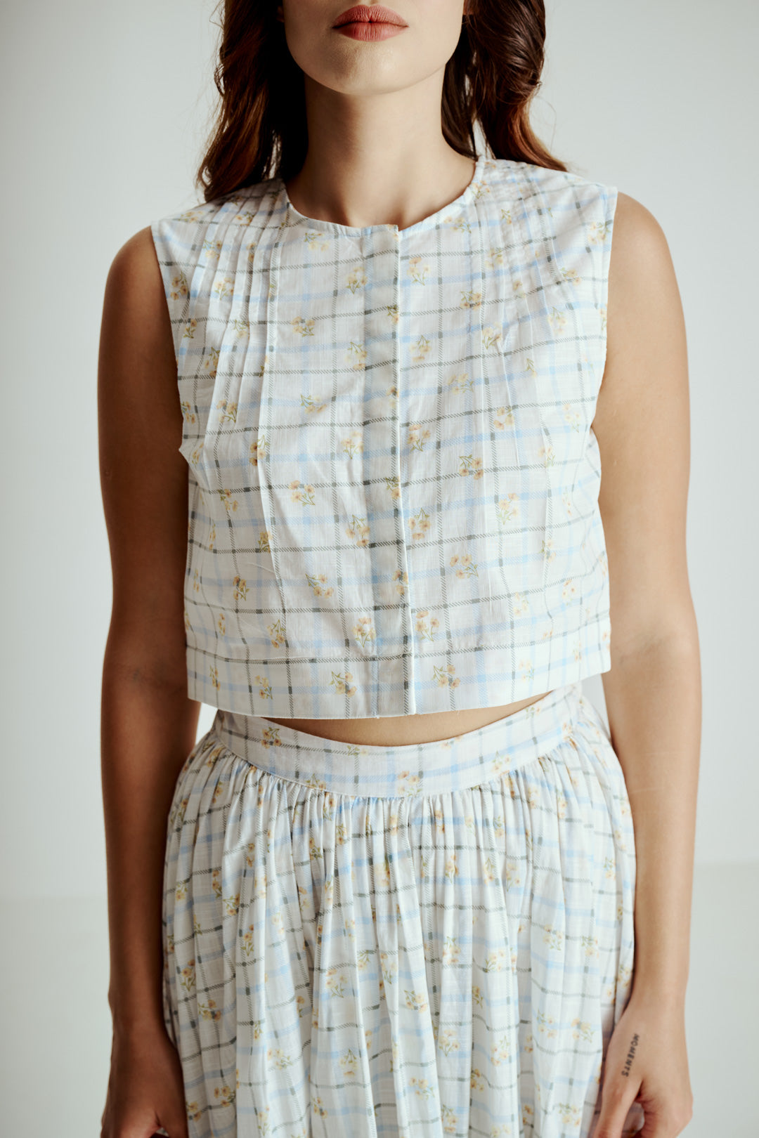 Sleeveless Crop Top with Flared Maxi Skirt Co-Ord Set