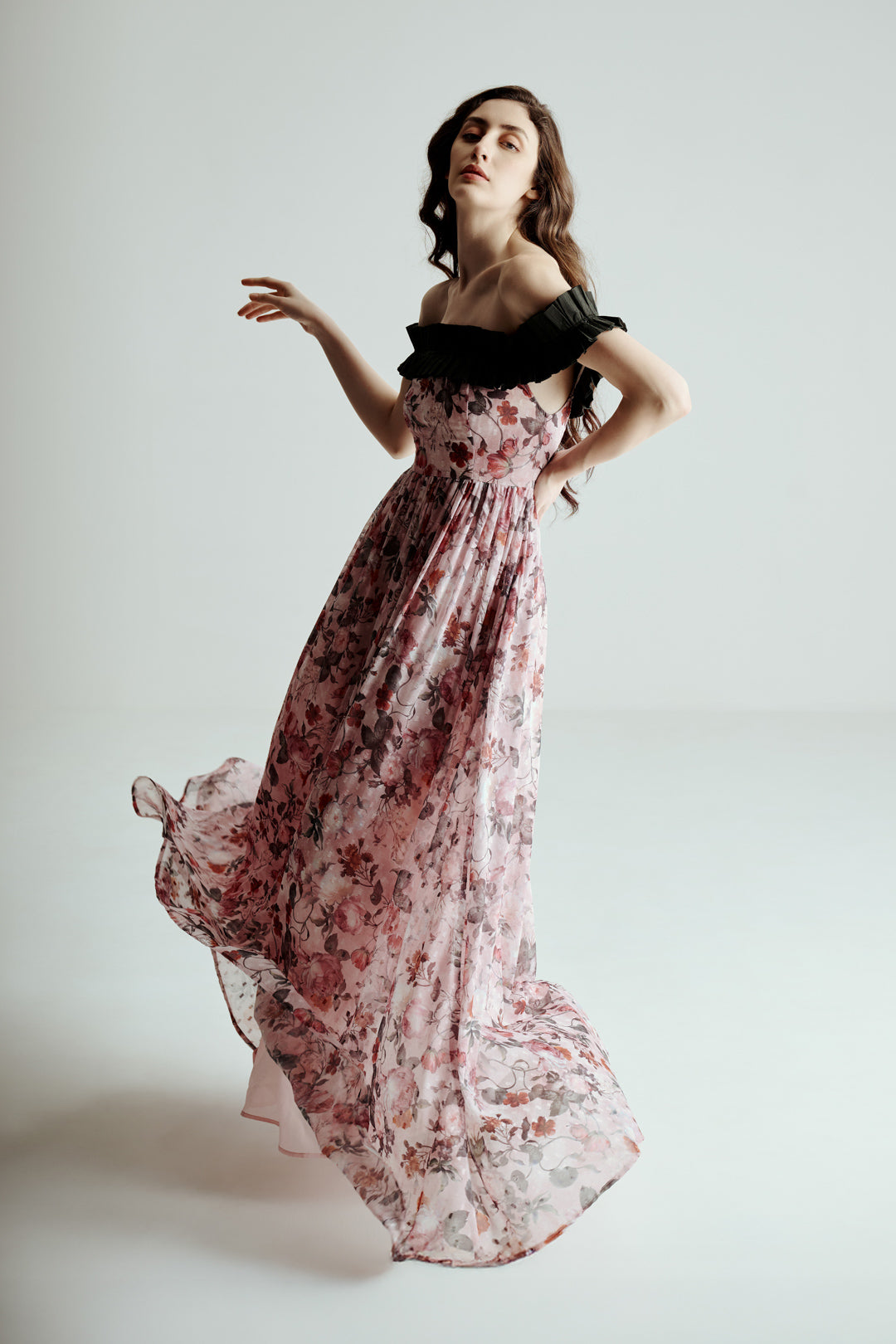 OFF SHOULDER FLORAL MAXI DRESS