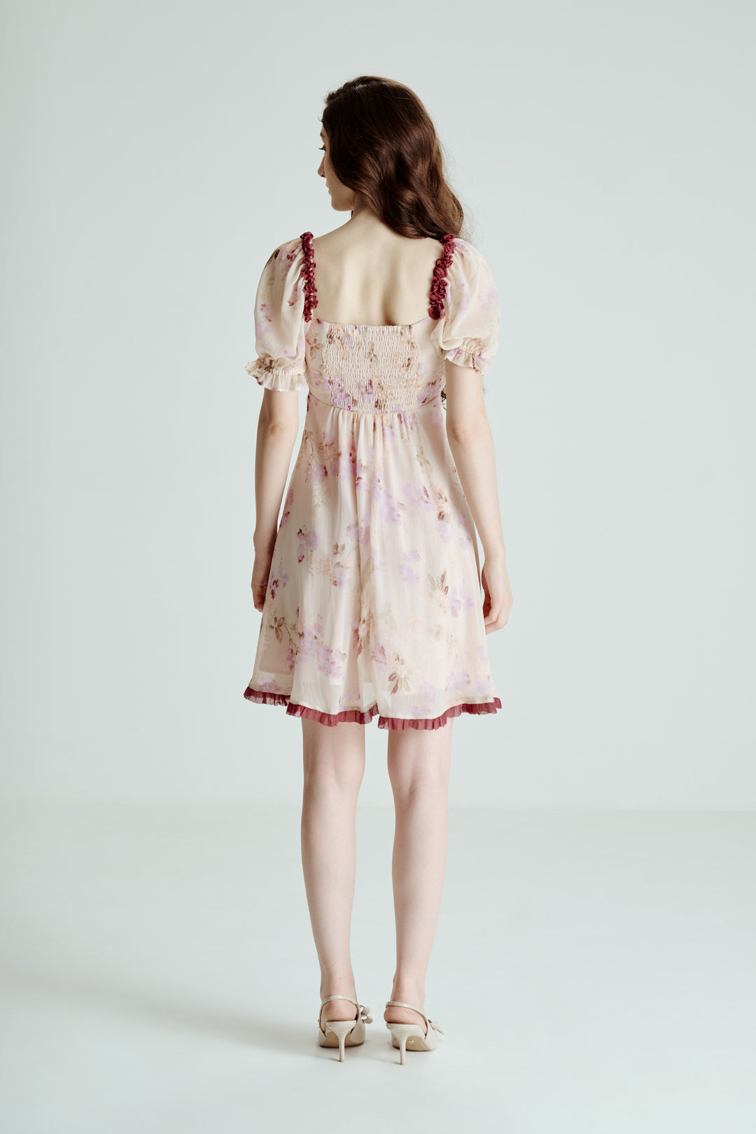 FLORAL MINI DRESS WITH PUFF SLEEVES