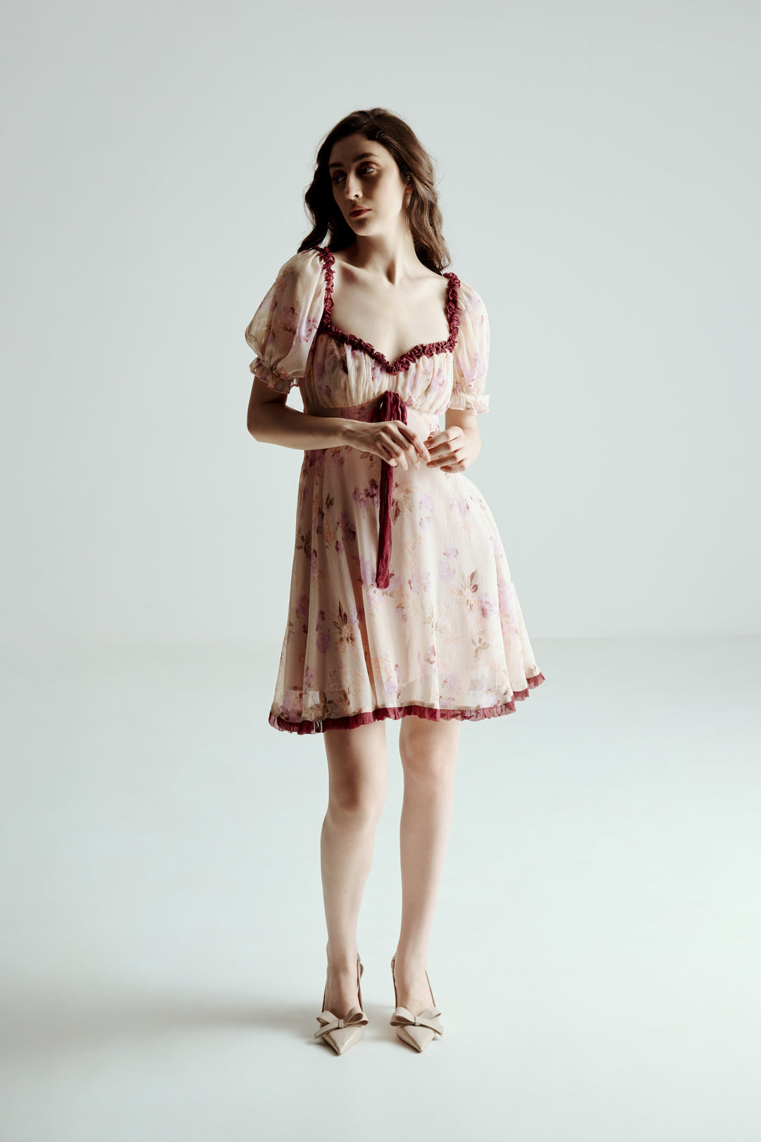 FLORAL MINI DRESS WITH PUFF SLEEVES