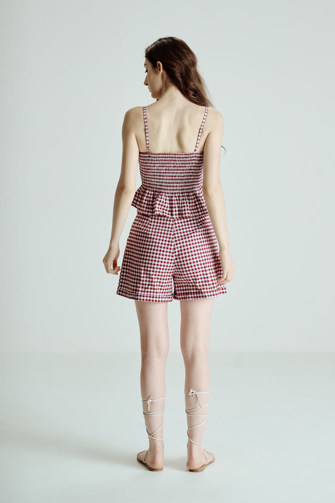 CHECKED CROP TOP AND SHORTS CO-ORD SET