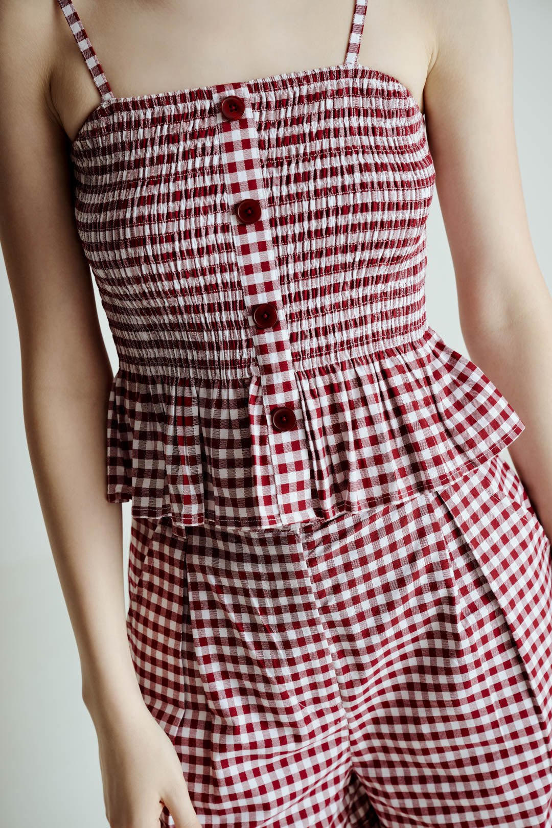 CHECKED CROP TOP AND SHORTS CO-ORD SET