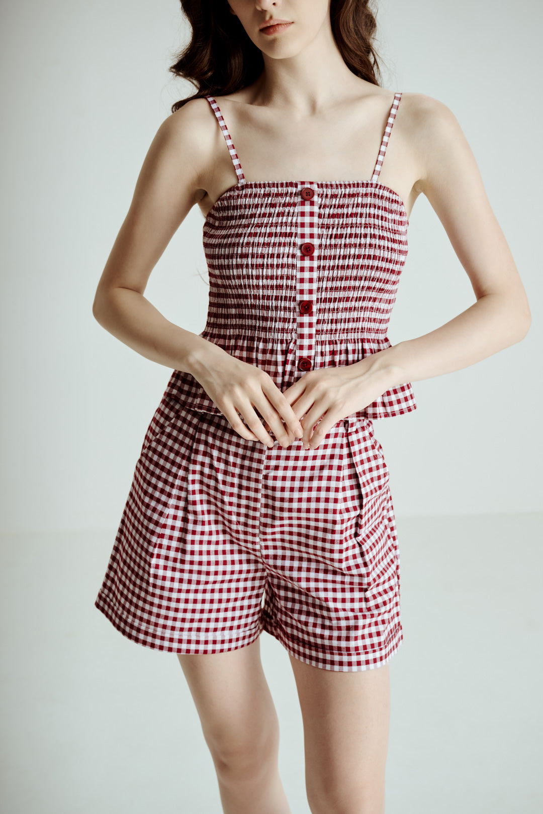 CHECKED CROP TOP AND SHORTS CO-ORD SET