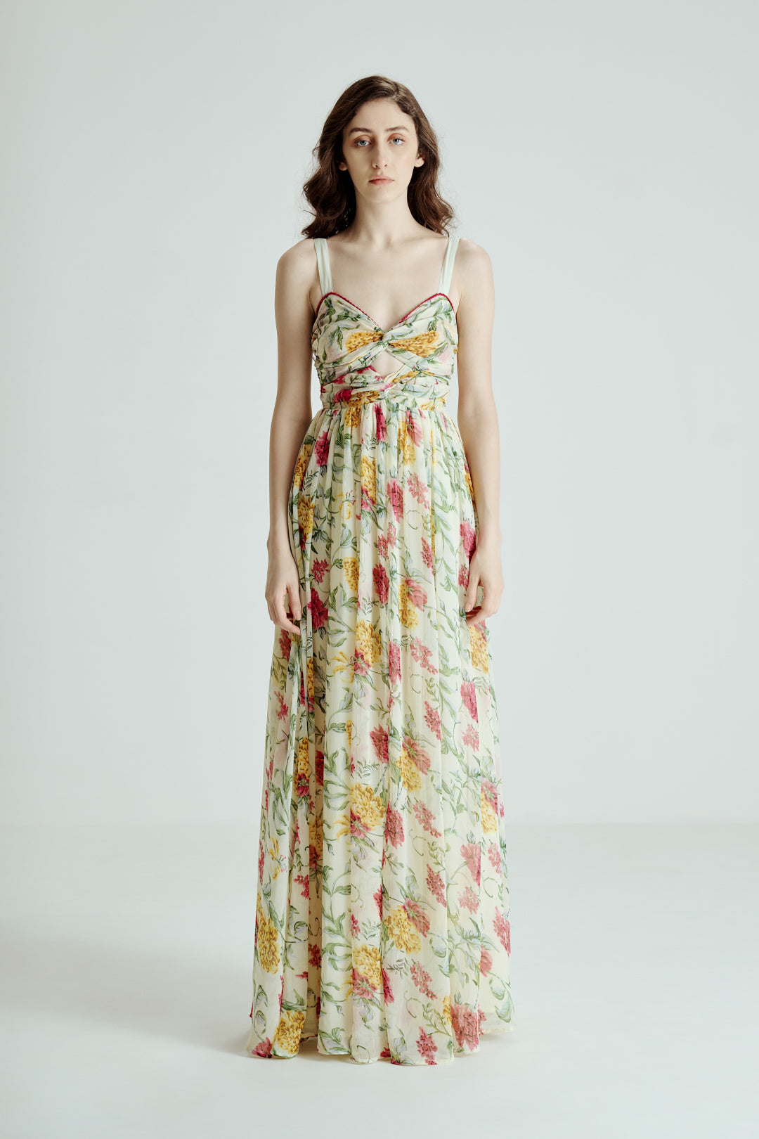 CUT OUT FLORAL MAXI DRESS