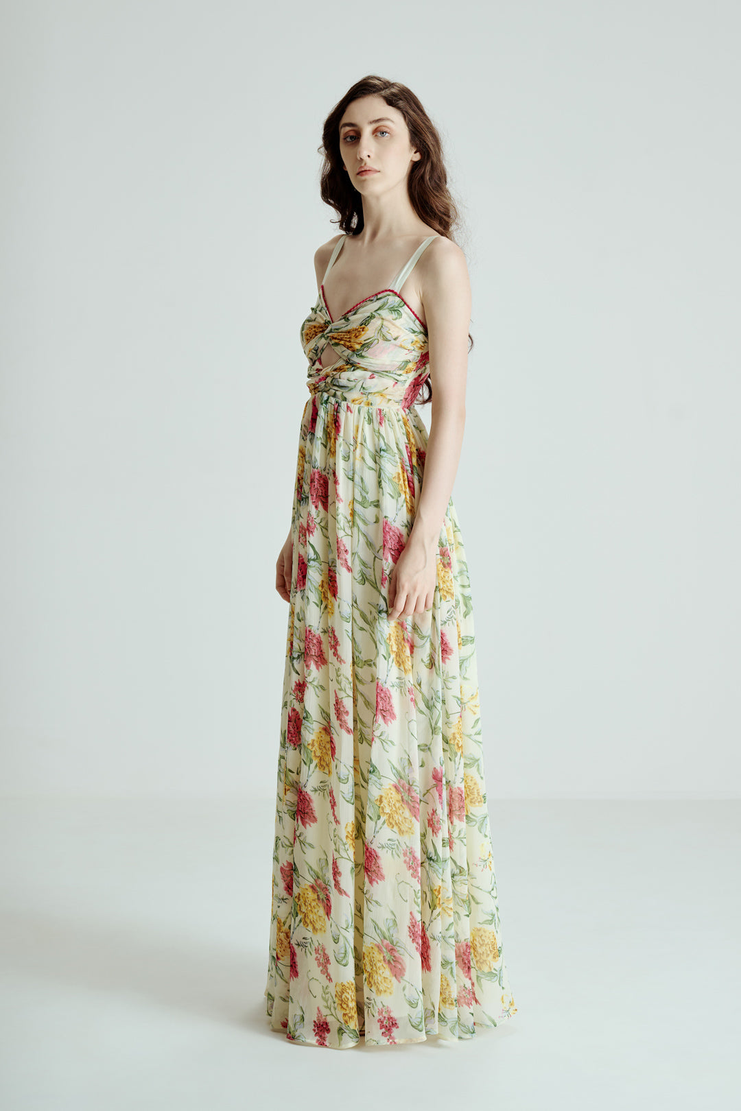 CUT OUT FLORAL MAXI DRESS