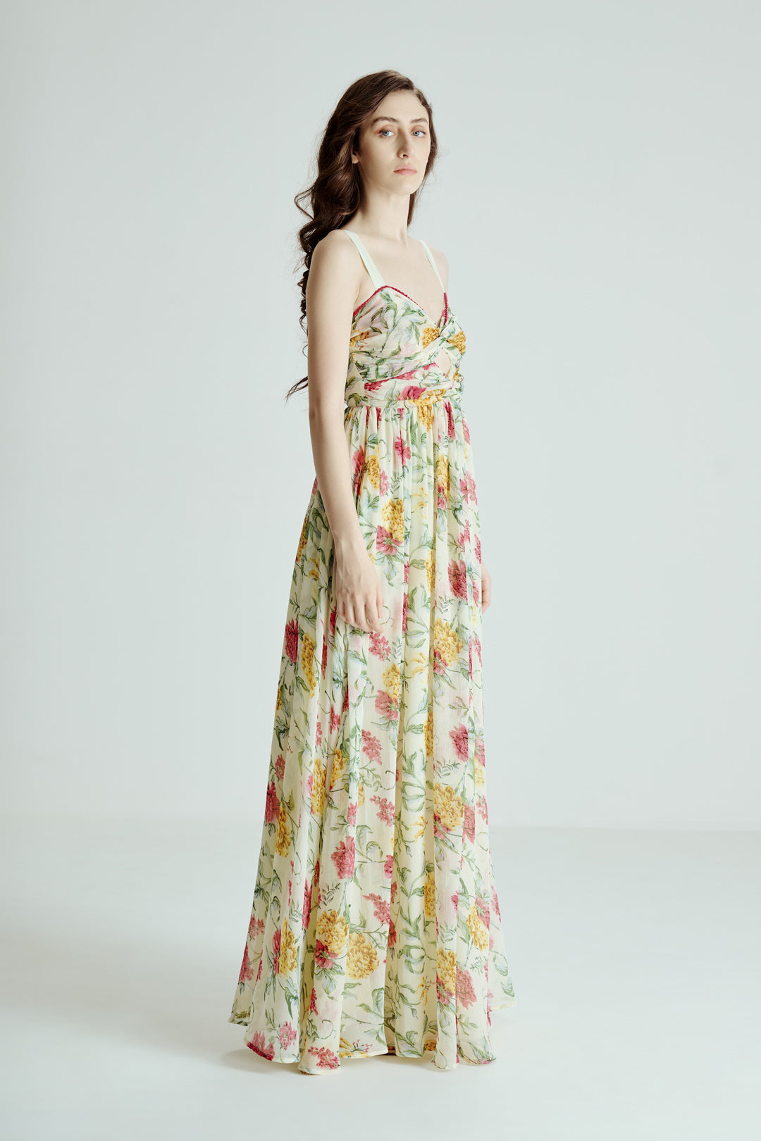 CUT OUT FLORAL MAXI DRESS