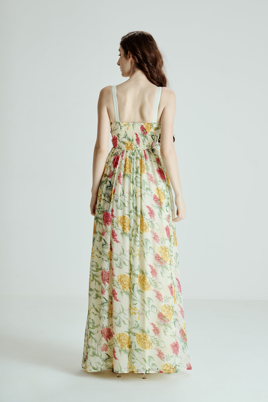 CUT OUT FLORAL MAXI DRESS