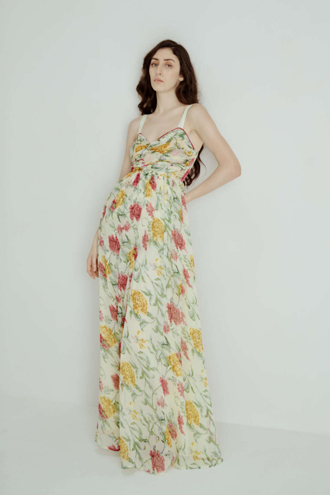CUT OUT FLORAL MAXI DRESS