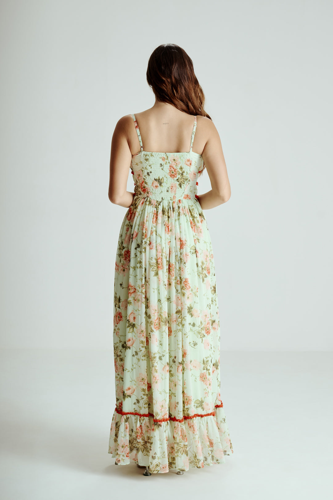 MINT FLORAL DRAPE MAXI DRESS