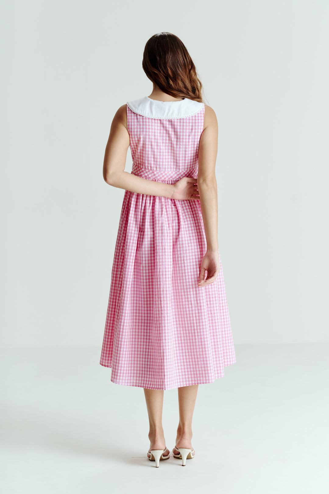 PINK GINGHAM COLLAR DRESS